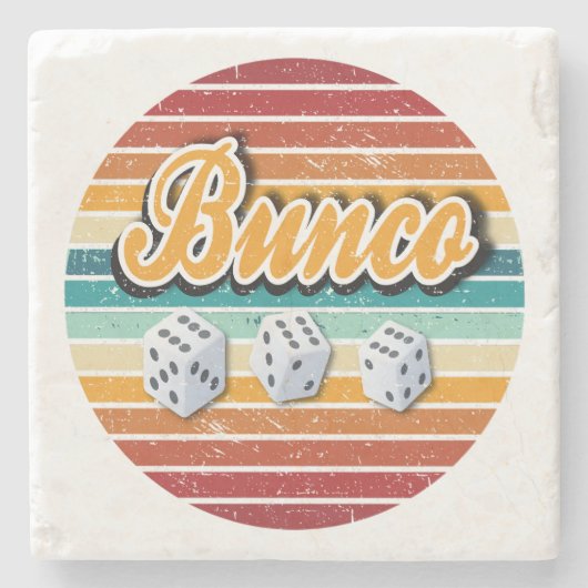 Retro  Bunco Player Dice Stenen Onderzetter (Voorkant)