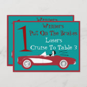 Retro Bunco Red Convertible Table Card #1 Briefkaart (Voorkant / Achterkant)