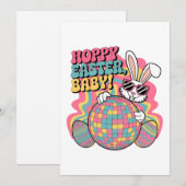 Retro Bunny Hoppy Pasen Feestdagenkaart (Voorkant / Achterkant)
