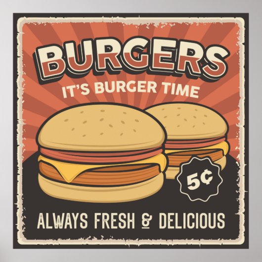 retro burger business poster (Voorkant)