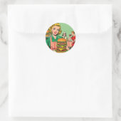 Retro Burger Comics Ronde Sticker (Tas)