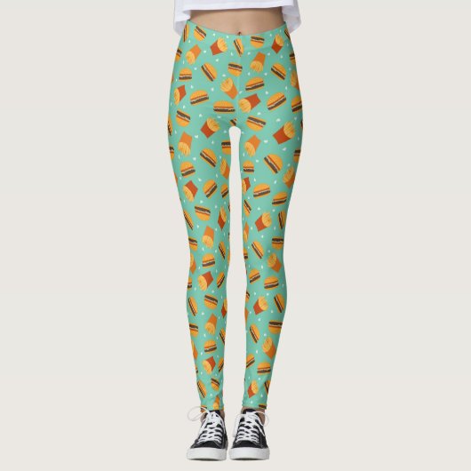 Retro Burger en Fries Leggings (Voorkant)