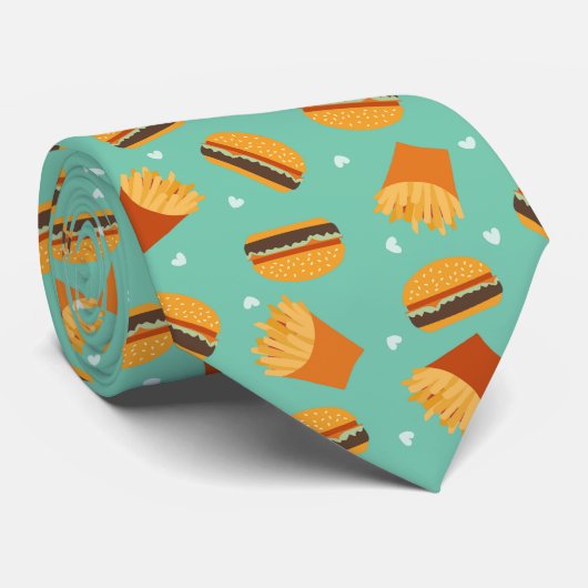 Retro Burger en Fries Stropdas (Opgerold)