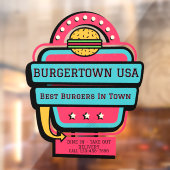 Retro Burger Restaurant Front aanpassen Raamsticker (Vel 2)