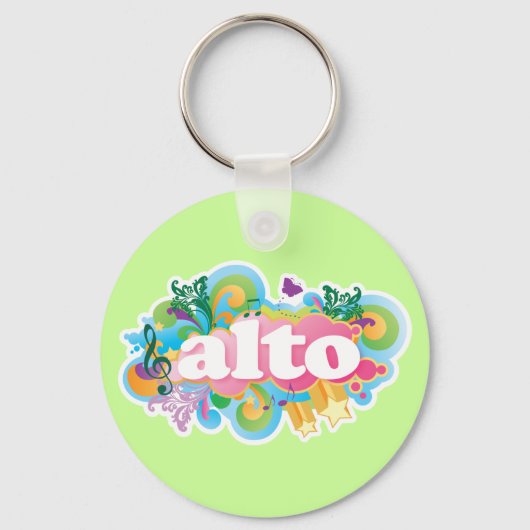 Retro Burst Alto Singer Choir Gift Sleutelhanger (Voorkant)