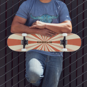 Retro Burst Terracotta Op Maat Gemaakte Naam Skateboard