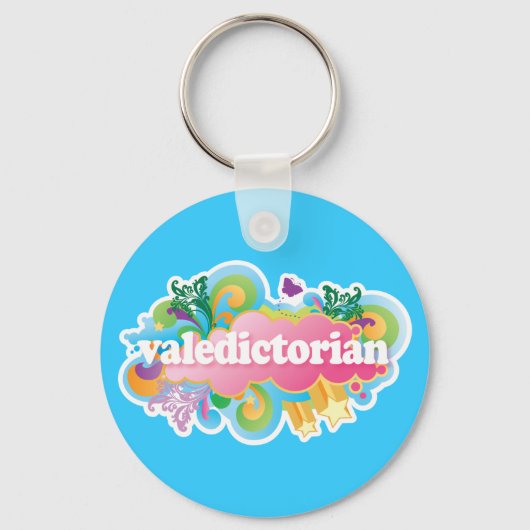 Retro Burst Valedictorian Afstuderen Gift Sleutelhanger (Voorkant)
