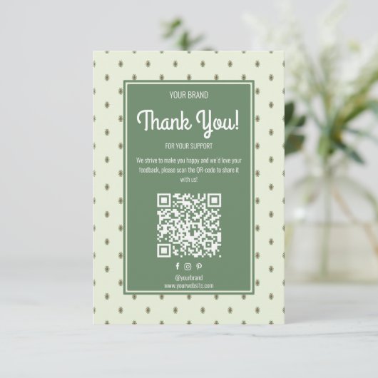 Retro Business Dank u Bestellen Kaart w / QR-code (Staand voorkant)