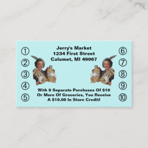 Retro Business Punch Cards Happy Grocery Shopper Klantenkaartje