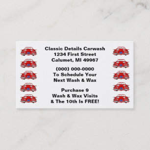 Retro Business Punch-kaarten Klassieke auto's Klantenkaartje