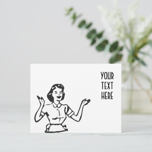 Retro Busy Houseechtgenote Briefkaart (Staand voorkant)