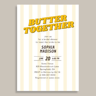 Retro Butter Together Yellow Bridal Shower Kaart