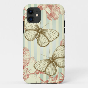  Retro Butterflies en Flowers iPhone 11 Hoesje