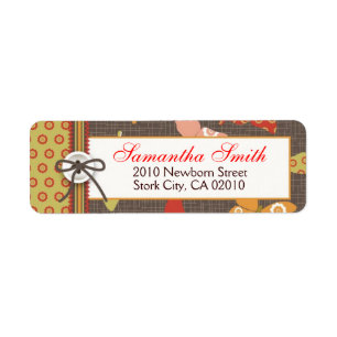 Retro Butterflies Retourlabel Etiket