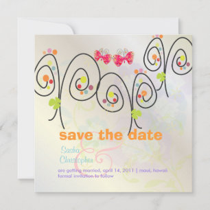 Retro Butterflies + Spring Bouquet/Save the Date Save The Date