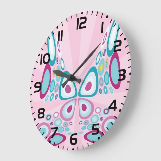 Retro Butterfly Abstracte Pop Art Grote Klok (Hoek)