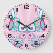 Retro Butterfly Abstracte Pop Art Grote Klok (Voorkant)