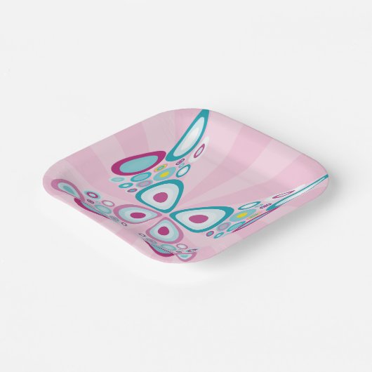Retro Butterfly Abstracte Pop Art Papieren Bordje (Gebogen)