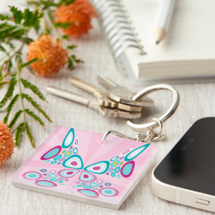 Retro Butterfly Abstracte Pop Art Sleutelhanger