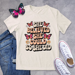 Retro Butterfly Empowerment T-shirt - Ze geloofde
