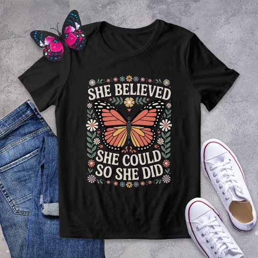 Retro Butterfly Floral Afstuderen Tri-Blend Shirt