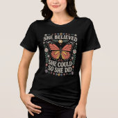 Retro Butterfly Floral Afstuderen Tri-Blend Shirt (Voorkant)