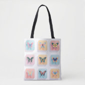 Retro Butterfly Grid Canvas tas (Voorkant)