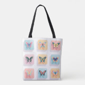 Retro Butterfly Grid Canvas tas (Achterkant)