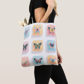 Retro Butterfly Grid Canvas tas (Dichtbij)