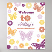 Retro Butterfly Verjaardag Welkom Printable Poster (Voorkant)