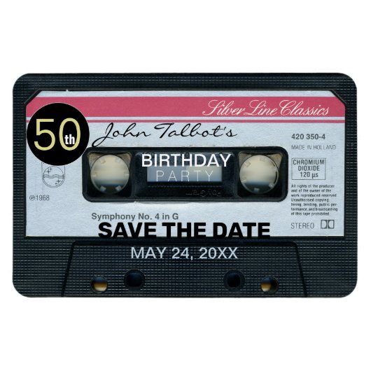 Retro C Audiotape 50e verjaardag Partij Opslagdatu Magneet (Horizontaal)