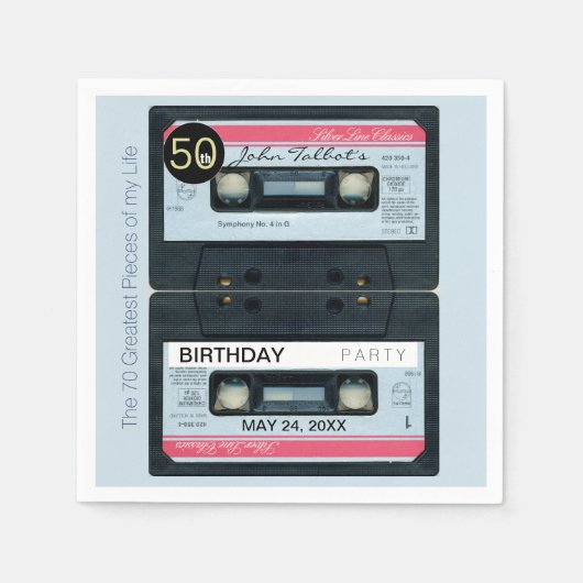 Retro C Audiotape 50ste verjaardag Party Paper N Servet (Voorkant)