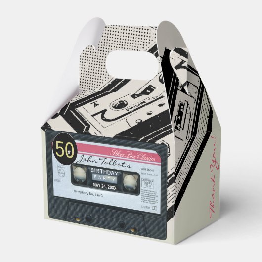 Retro C Audiotape 50th Birthday Dank u GFB Bedankdoosjes (Voorkant Zijde)