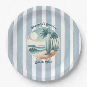 Retro Cabana Strepen Beach Club Surfplank Verjaard Papieren Bordje