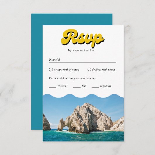 Retro Cabo Bruiloft Traditionele RSVP Maaltijd Opt Informatiekaartje (Voorkant / Achterkant)