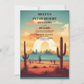 Retro Cactus Bruiloft Kaart (Voorkant)