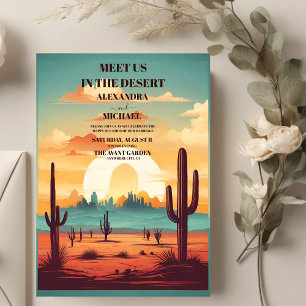 Retro Cactus Bruiloft Kaart