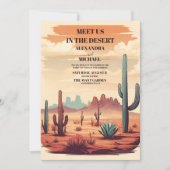 Retro Cactus Desert Landschap Bruiloft Kaart (Voorkant)