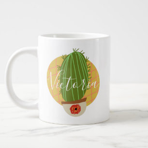 Retro Cactus Doodle Naam Reusachtige Koffiemok Extra Grote Beker