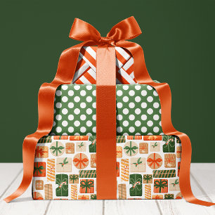 Retro cadeau doos patroon knappe feestdagen Kerstm Inpakpapier Vel