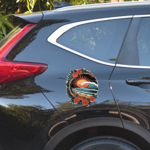 Retro Cadeau Voor Bloemenstrandliefhebber Zonsonde Sticker