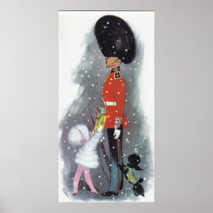 retro cadeau voor meisje kerstmis poster