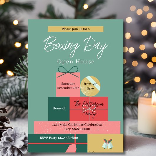 Retro Cadeauboxen Unieke Boxing Day Holiday Kaart