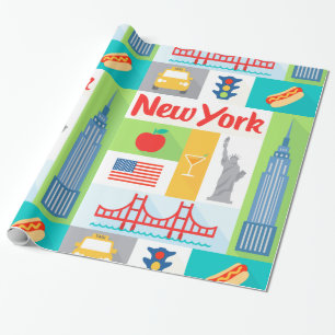 retro - cadeaupapier uit de nieuwe york - stad