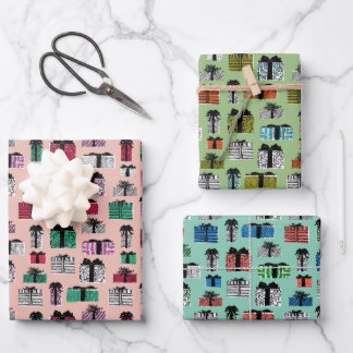 Retro cadeaus diverse kleuren inpakpapier vel
