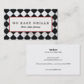 Retro Cafe Chef Catering Checkerboard Visitekaartje (Voorkant / Achterkant)