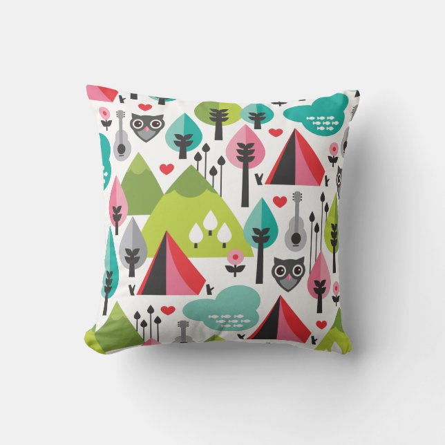 Rétro caisse mignonne de coussin de motif de faune (Recto)