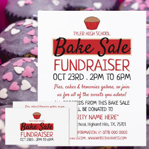 Retro Cake Design, Charity Bake Sale Event Advert Visitekaartje