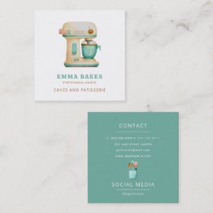  Retro Cake Mixer Bakkerij Gebak Chef Vierkante Visitekaartje