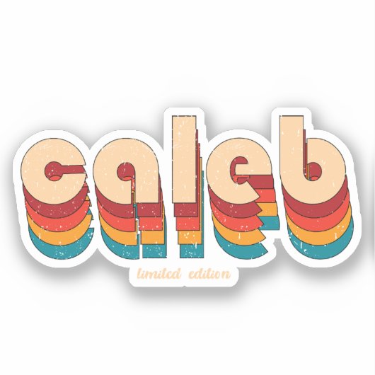 Retro Caleb Naam Sticker (Voorkant)